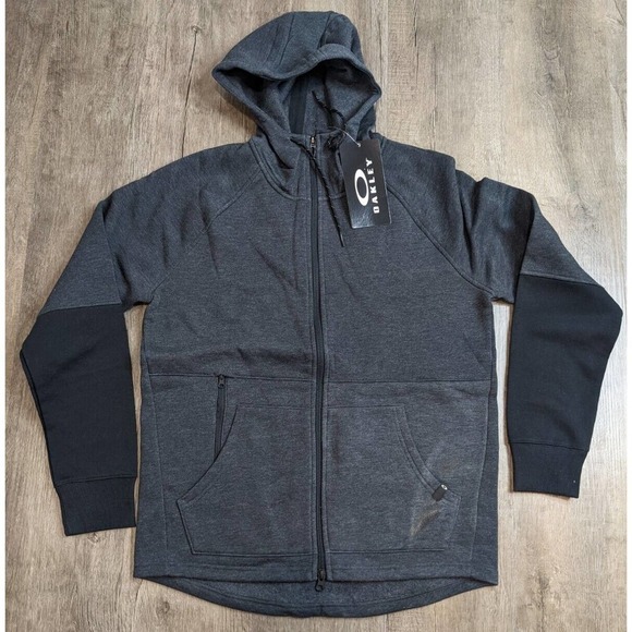 NWT Oakley Regular Fit Hoodie Sweatshirt Size Small Men's Black Zip Up - Picture 1 of 10